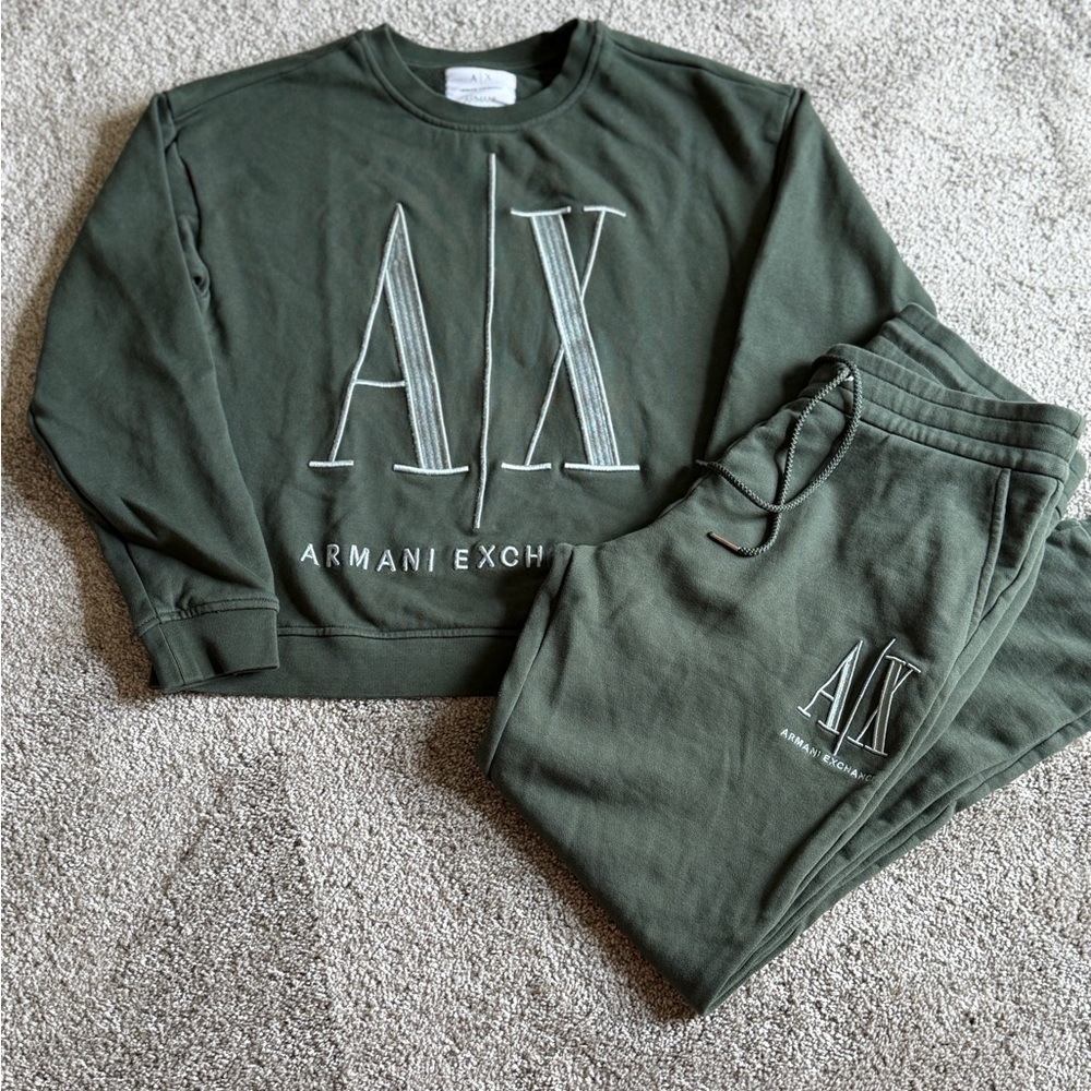 Armani Exchange Green Sweatshirt and Joggers Set